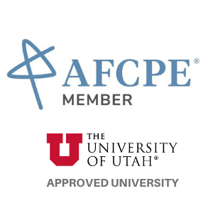 Accredited financial counselor logo and university of utah logo